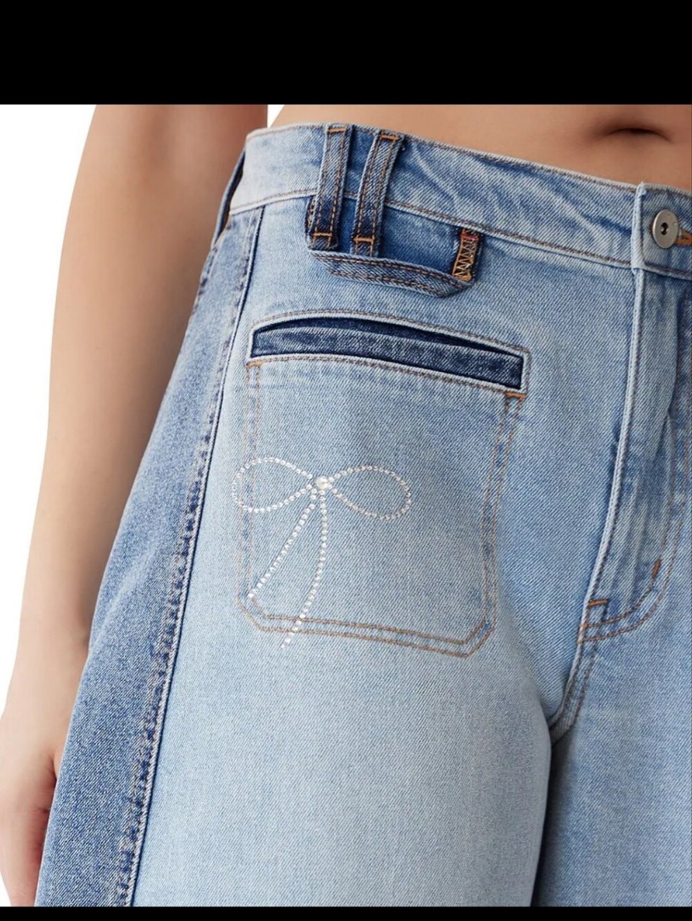 Frayed soraya wash rhinestone bow adorned barrel ankle jeans size 26 brand new - Picture 5 of 16